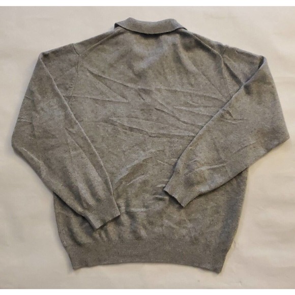 Woods & Gray Mens 100% Cashmere Polo Sweater Med. Gray Button Long Sleeve - Picture 11 of 11